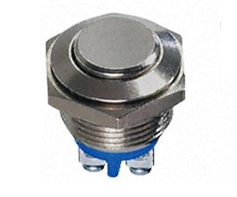 Stainless steel push button 16mm IP65 NO