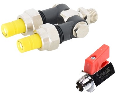 Rotating nozzle double yellow with 1/4" closing valve