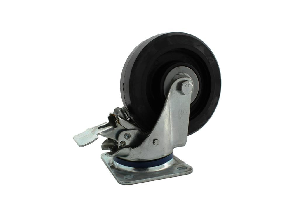 Swivel castor 160x47mm 4-holes M10 + brake