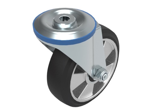 Swivel castor 125x40mm 1-hole M14