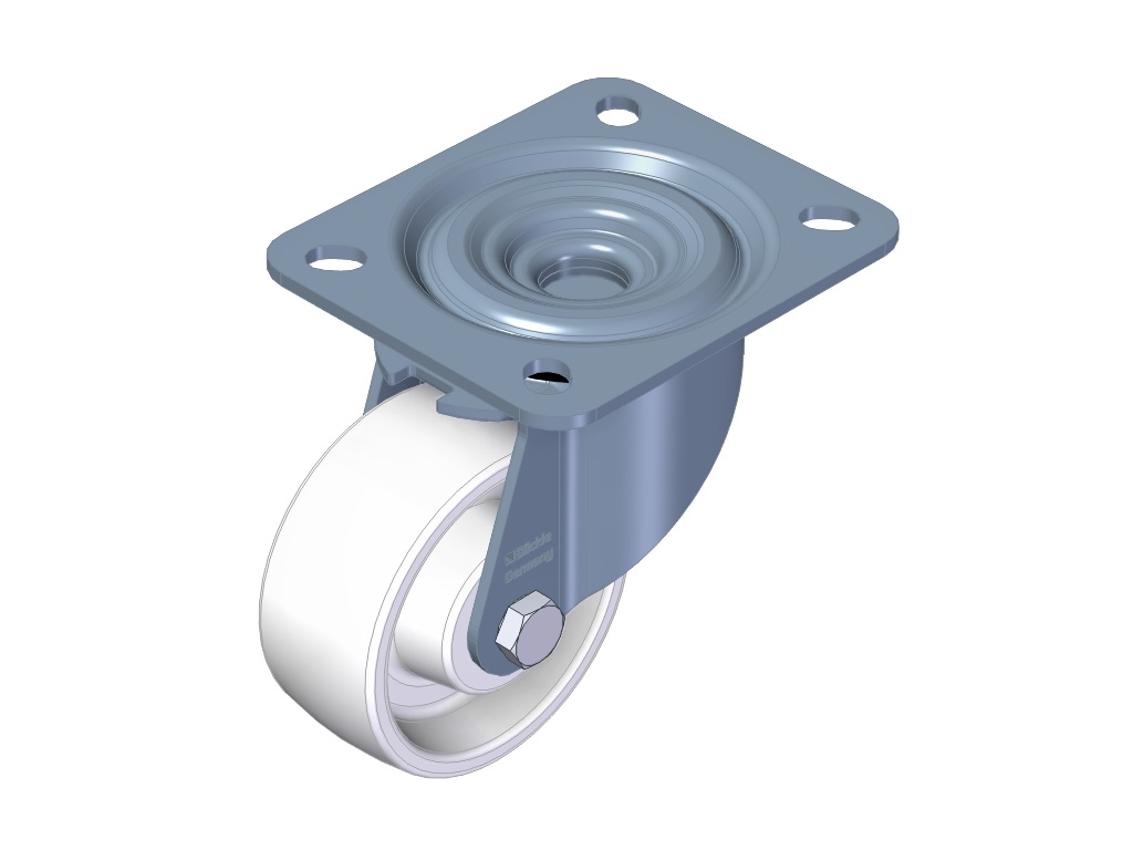 Swivel castor 75x32mm 4-hole M8 nylon