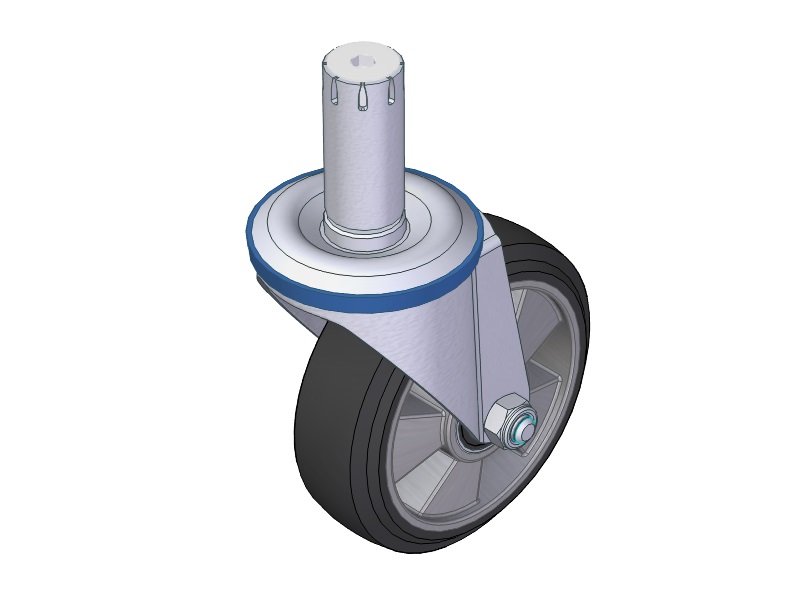 Swivel castor 125x40mm 1-hole M14 (complete set for new model)